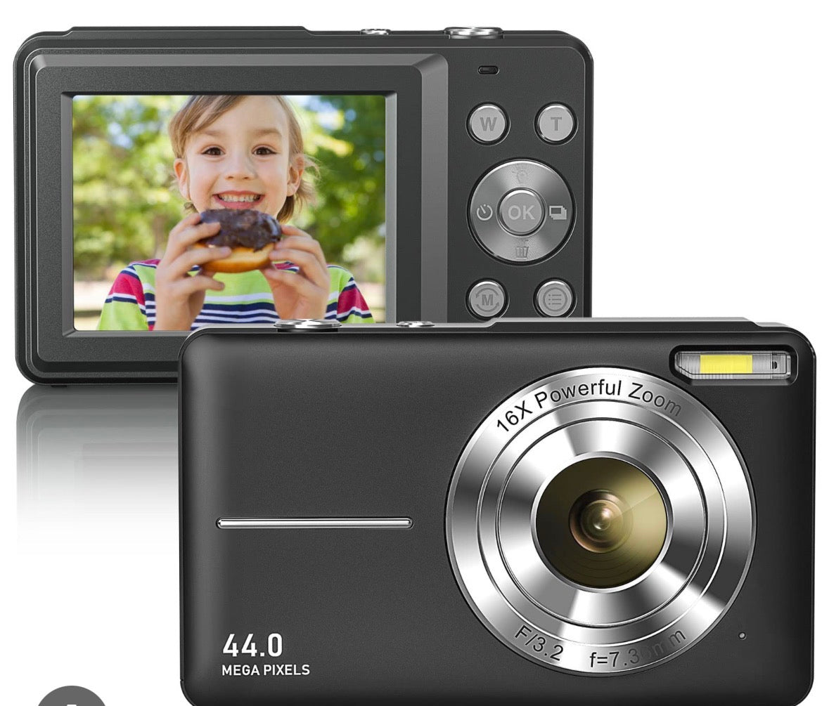 1080P Digital Camera 44MP 16X Digital Zoom Compact Point and Shoot Camera Portable Small Camera Starter Camera for Teens Students Boys Girls Seniors