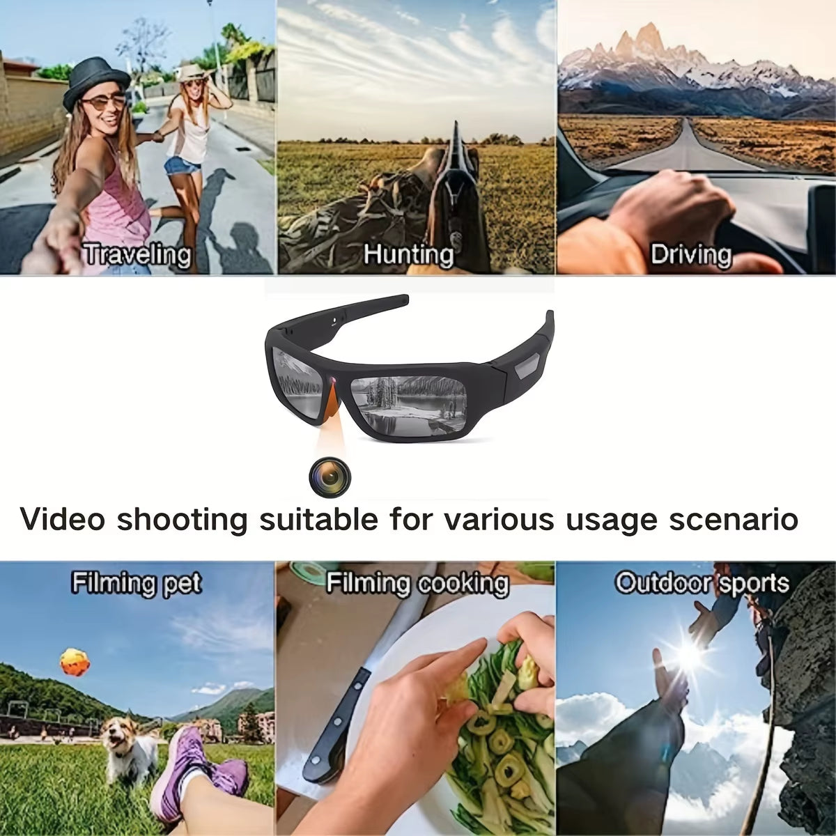 4K HD Camera Glasses Video Smart Glasses, Outdoor Mini Camera, Human Body Camera, Cycling Recorder Camera, Suitable for Cycling