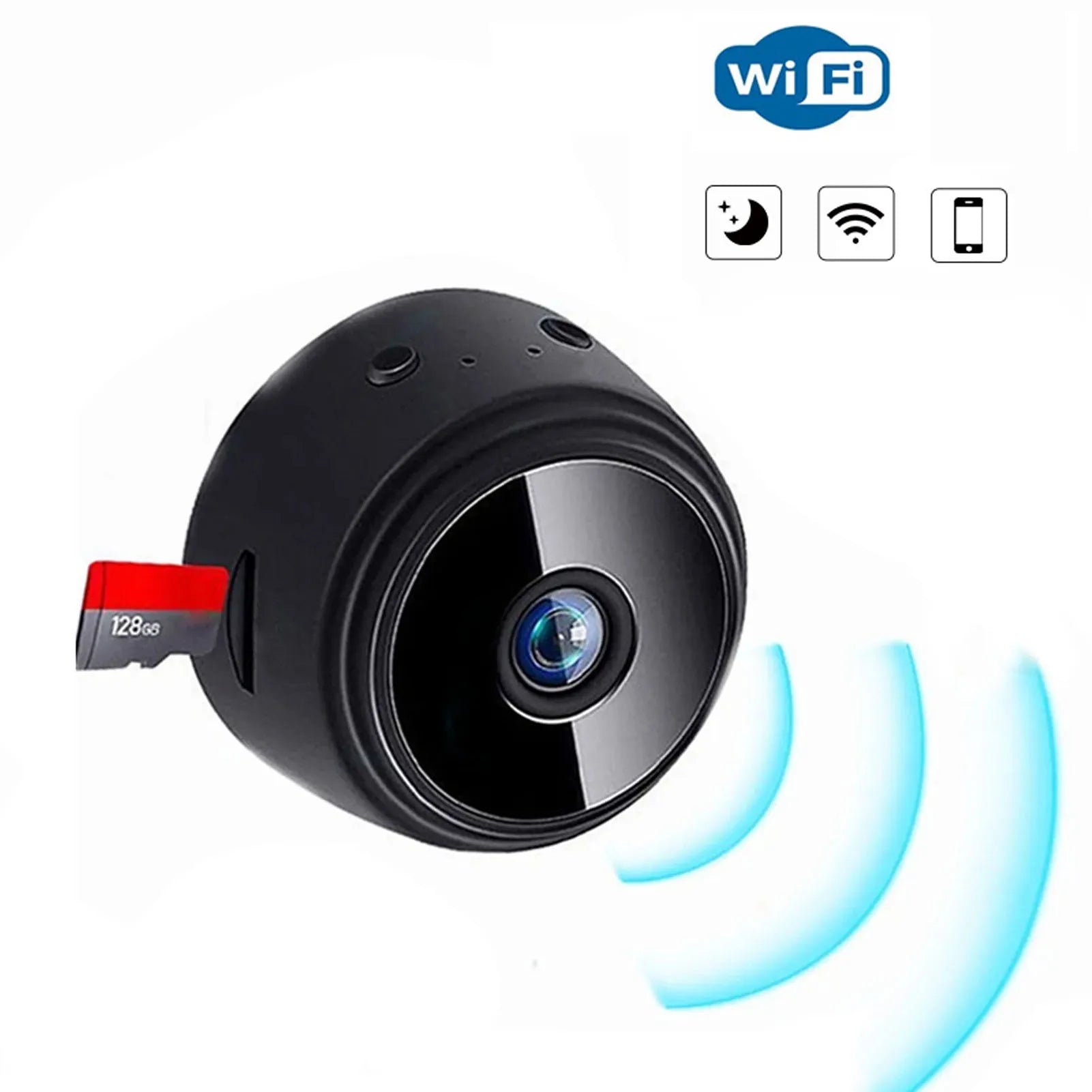 Mini Camera with Magnetic Back Cover 1080P HD Wireless Camera for Home Office Courtyard